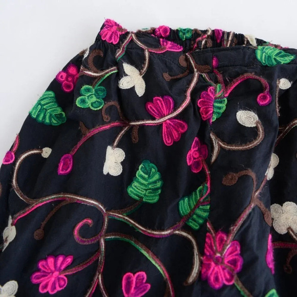 Handmade Black With Neon Pink Floral Bell Bottom Pants Clowncore - Picture 11 of 11